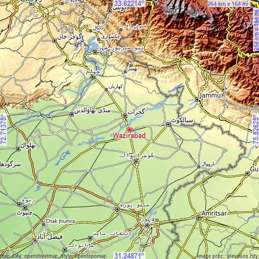 Topographic map of Wazirabad