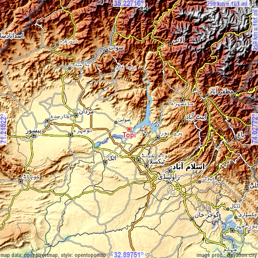 Topographic map of Topi