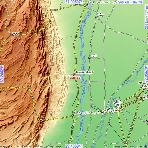Topographic map of Taunsa