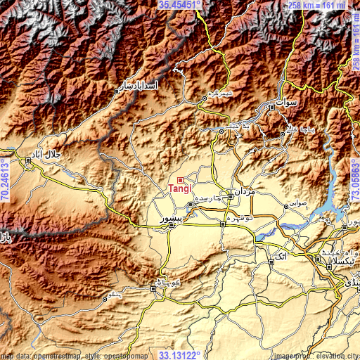 Topographic map of Tangi