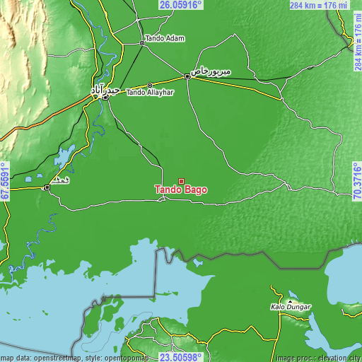 Topographic map of Tando Bago