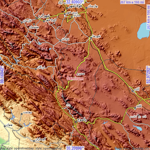 Topographic map of Semīrom