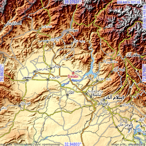 Topographic map of Swabi