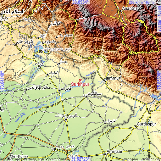 Topographic map of Surkhpur