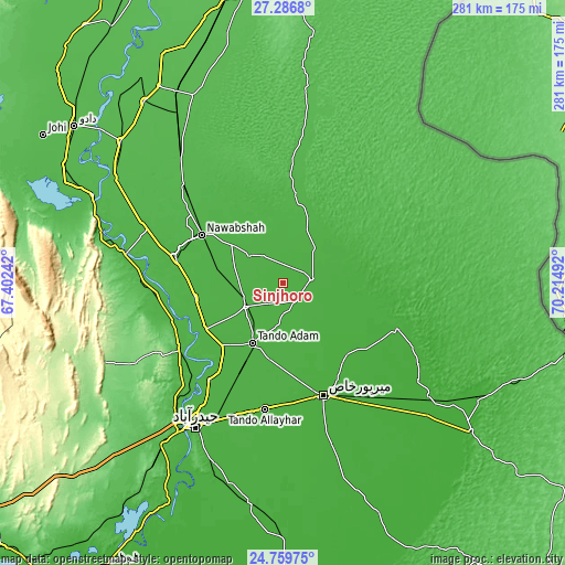 Topographic map of Sinjhoro