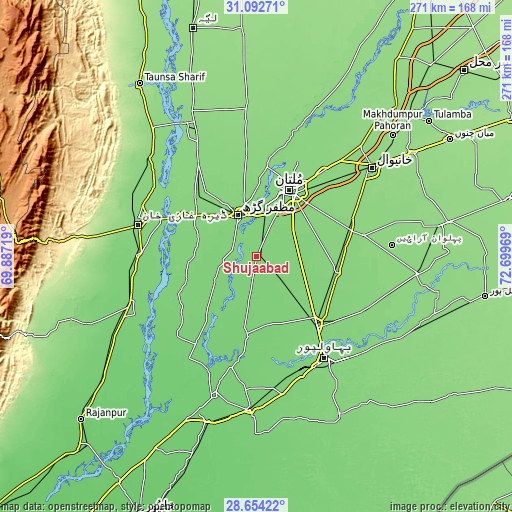 Topographic map of Shujaabad