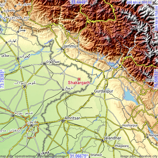 Topographic map of Shakargarh