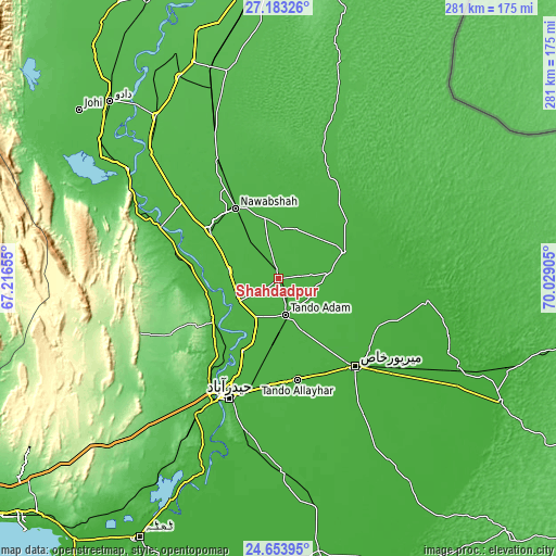 Topographic map of Shahdadpur