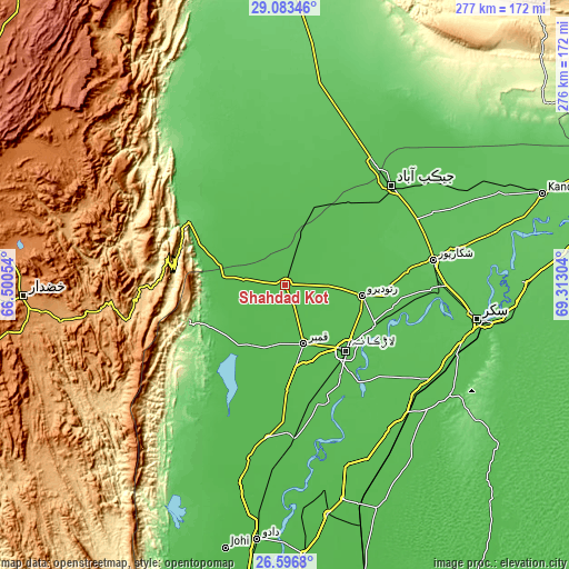 Topographic map of Shahdad Kot