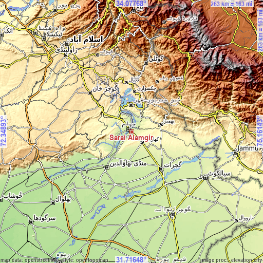 Topographic map of Sarai Alamgir