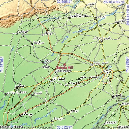 Topographic map of Sangla Hill