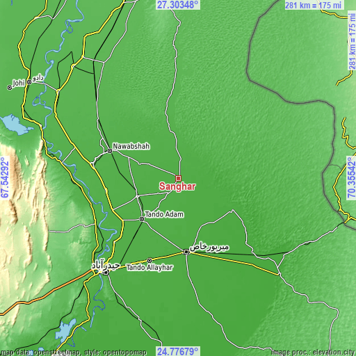 Topographic map of Sanghar