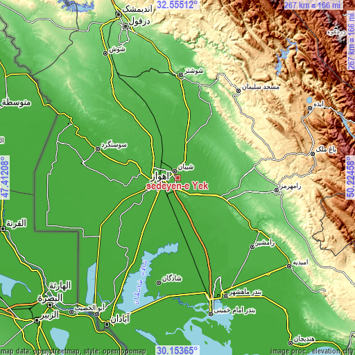 Topographic map of sedeyen-e Yek