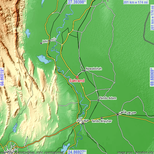 Topographic map of Sakrand