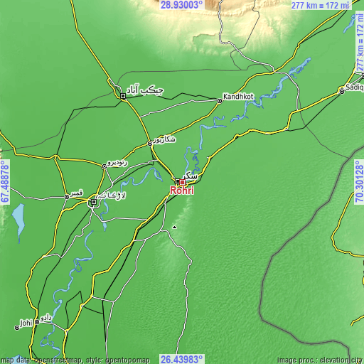 Topographic map of Rohri