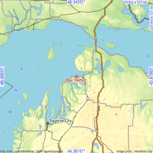 Topographic map of Bay Harbor