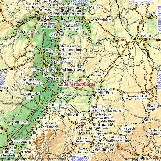 Topographic map of Helmstadt-Bargen