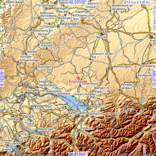 Topographic map of Fronreute