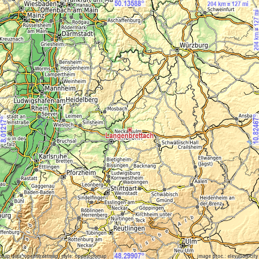 Topographic map of Langenbrettach