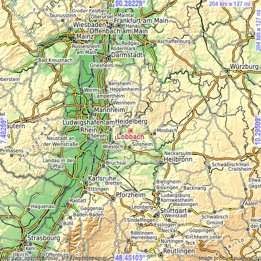 Topographic map of Lobbach