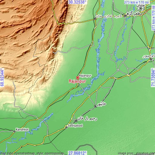 Topographic map of Rajanpur