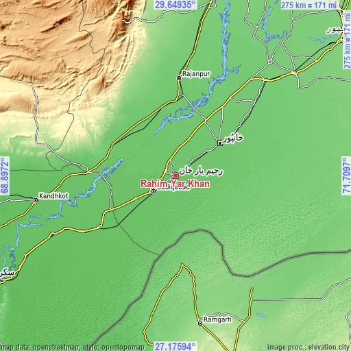 Topographic map of Rahim Yar Khan