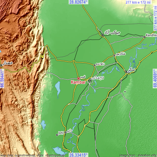 Topographic map of Kambar