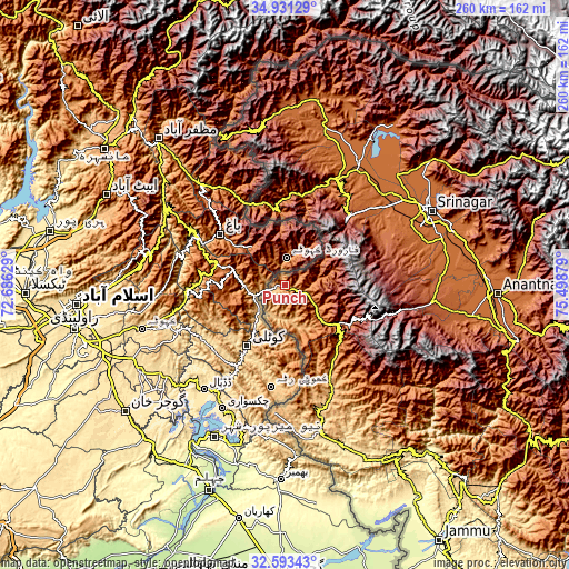 Topographic map of Pūnch