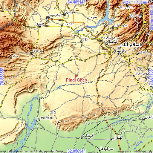 Topographic map of Pindi Gheb