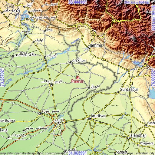 Topographic map of Pasrur