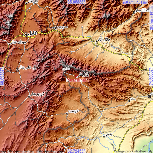 Topographic map of Parachinar