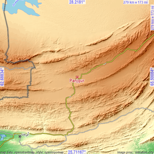 Topographic map of Panjgur