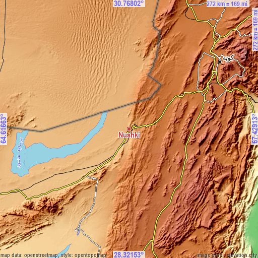 Topographic map of Nushki