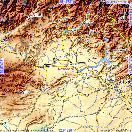Topographic map of Nowshera
