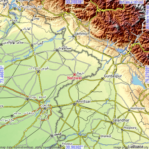 Topographic map of Narowal