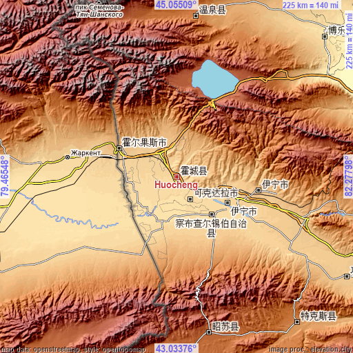 Topographic map of Huocheng