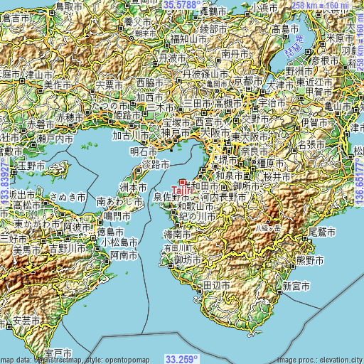 Topographic map of Tajiri