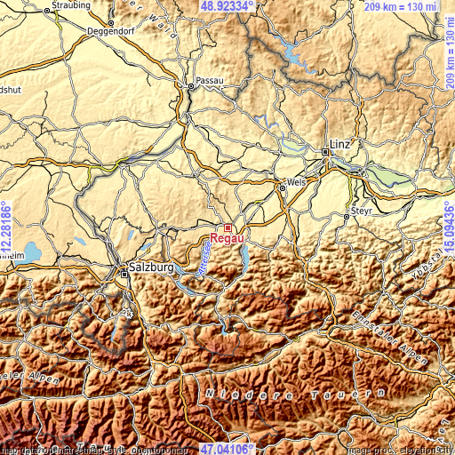 Topographic map of Regau