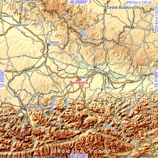 Topographic map of Bernardin
