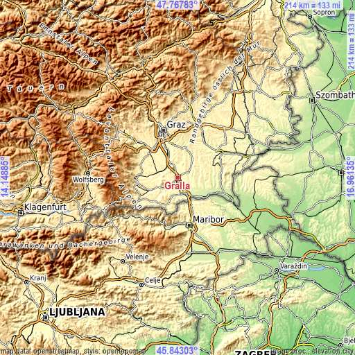 Topographic map of Gralla