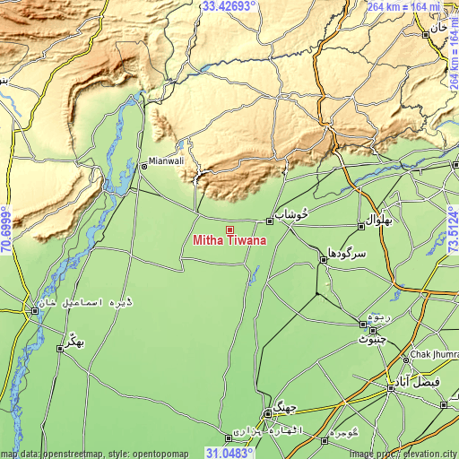 Topographic map of Mitha Tiwana