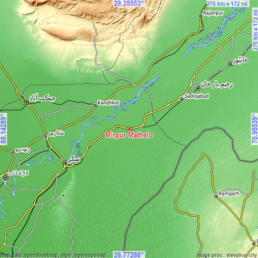 Topographic map of Mirpur Mathelo