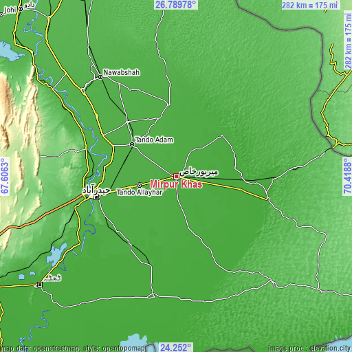 Topographic map of Mirpur Khas