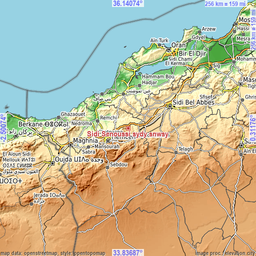 Topographic map of Sidi Senoussi سيدي سنوسي