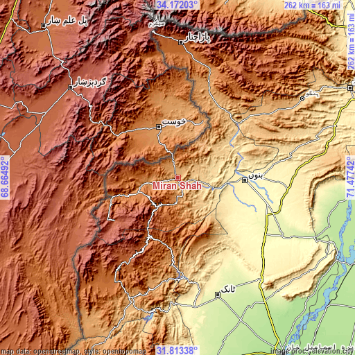 Topographic map of Miran Shah