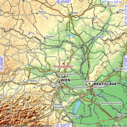 Topographic map of Kreuzstetten