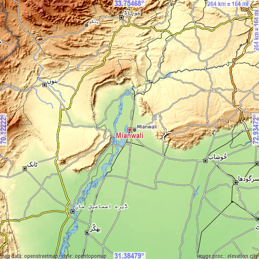 Topographic map of Mianwali