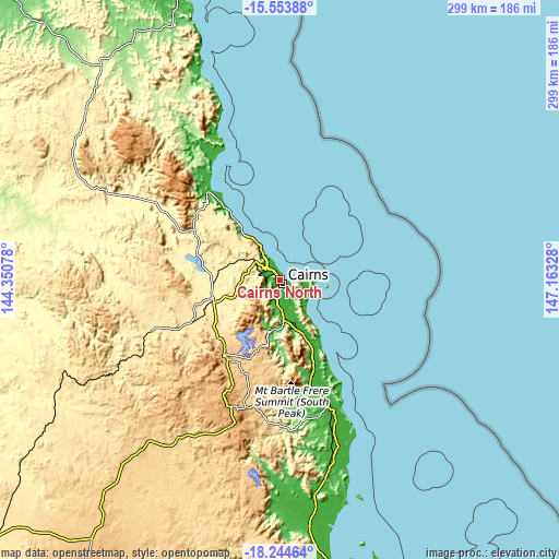 Topographic map of Cairns North