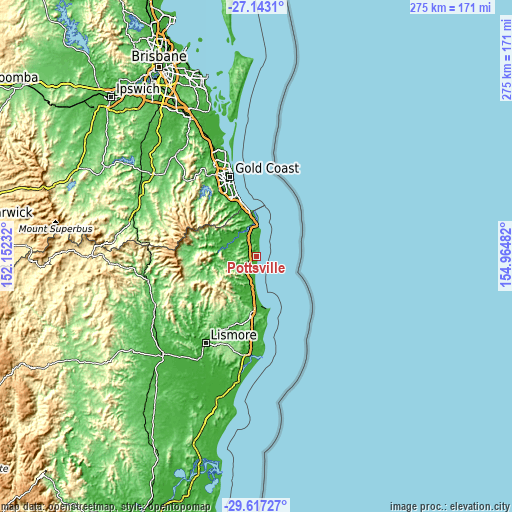 Topographic map of Pottsville