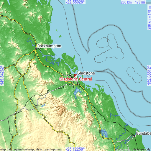 Topographic map of Gladstone Central